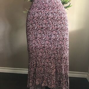 Smocked Floral Midi Skirt